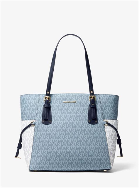 michael michael kors voyager small logo tote bag|michael kors two tone bag.